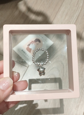 原创蛇年生肖戒指女款 本命年小银珠戒子纯银指环复古新年礼物