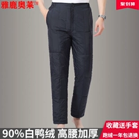 Мужские утепленные штаны с пухом для отдыха, для среднего возраста, коллекция 2022, высокая талия