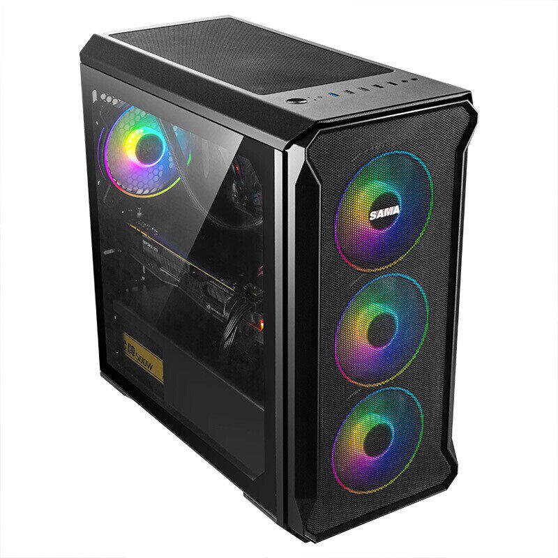 先马小坦克机箱送3个光环5溢彩风扇 水冷台式电脑游戏主机箱背线