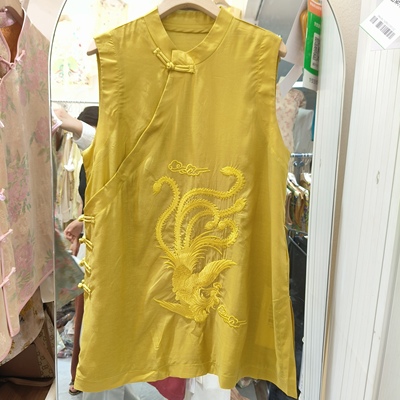 新中式国风刺绣凤凰无袖衬衫女