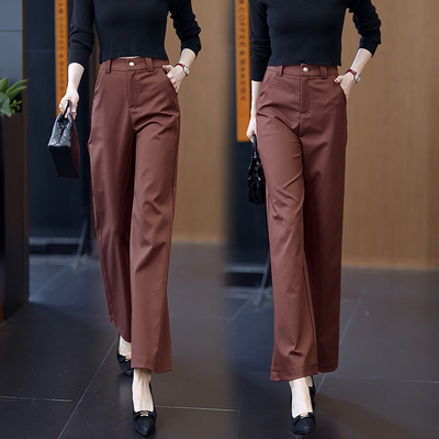天丝棉窄版直筒裤女2025年夏季薄款高腰宽松垂感九分阔腿裤休闲