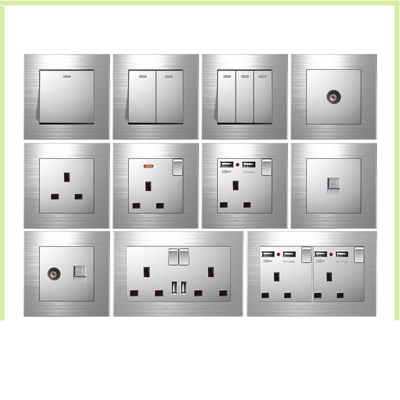 英式13a电制港版usb开关插座面板