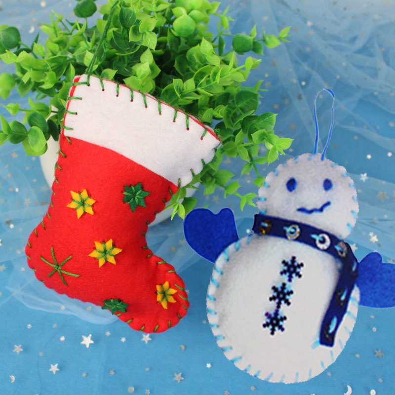 圣诞节挂件帽袜材料幼儿园不织布材料包手工diy制作Christmas饰品