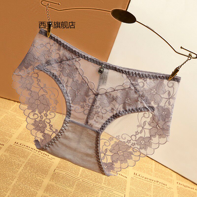 蕾丝中低腰内裤无痕性感蕾丝内裤纯棉边里裆女士无痕蕾丝内裤