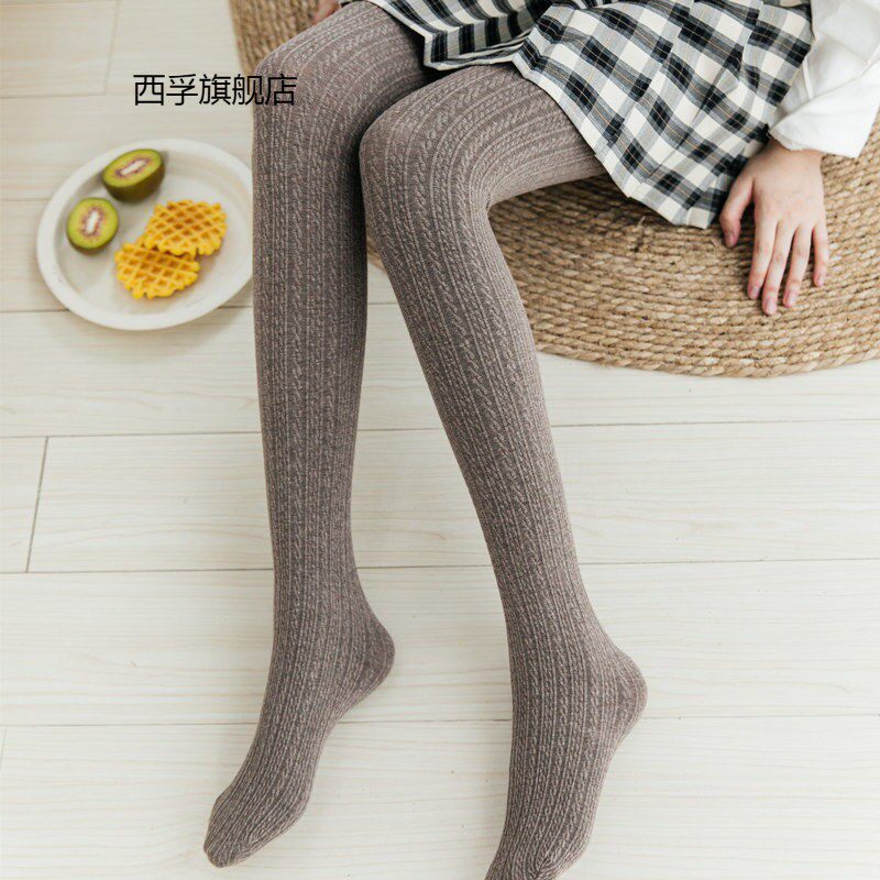 麻花打底裤女春秋外穿薄款连裤袜黑色灰色冬季显瘦长裤踩脚保暖裤