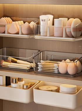 镜柜内收纳盒卫生间壁挂柜内化妆品口红粉扑分隔置物架化妆刷盒子