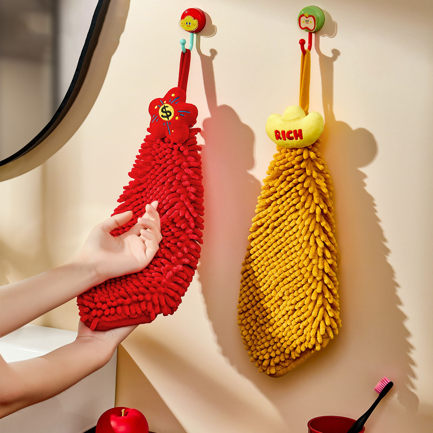 可爱擦手巾挂式加厚厨房卫生间超强吸水不掉毛卡通雪尼尔擦手抹布,家庭/个人清洁工具,厨房擦手巾,淘宝优惠券,粉丝福利购,淘宝优惠卷