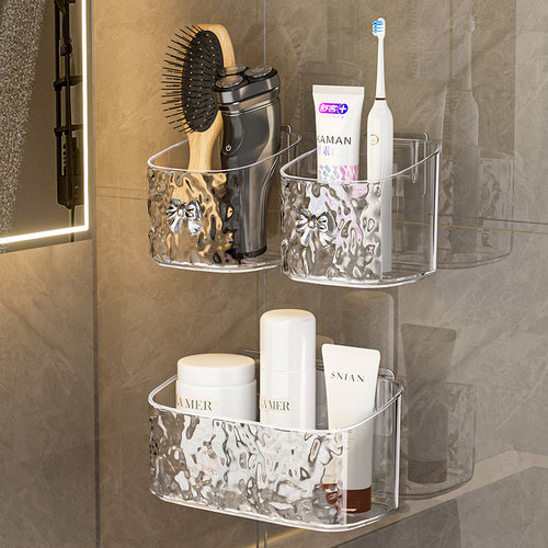 卫生间置物架浴室洗手台墙上收纳架子神器厕所免打孔壁挂式收纳盒