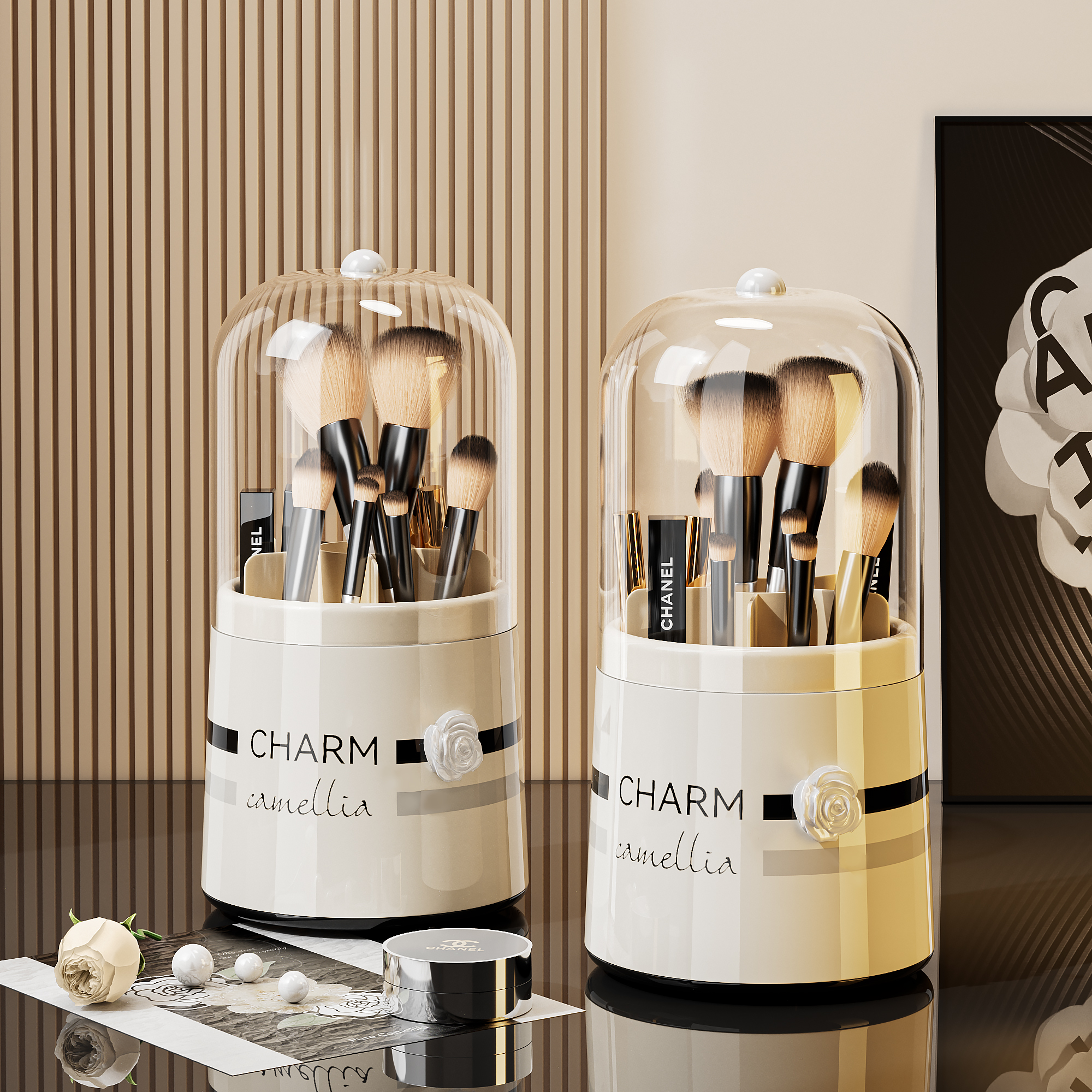 旋转防尘化妆刷收纳筒