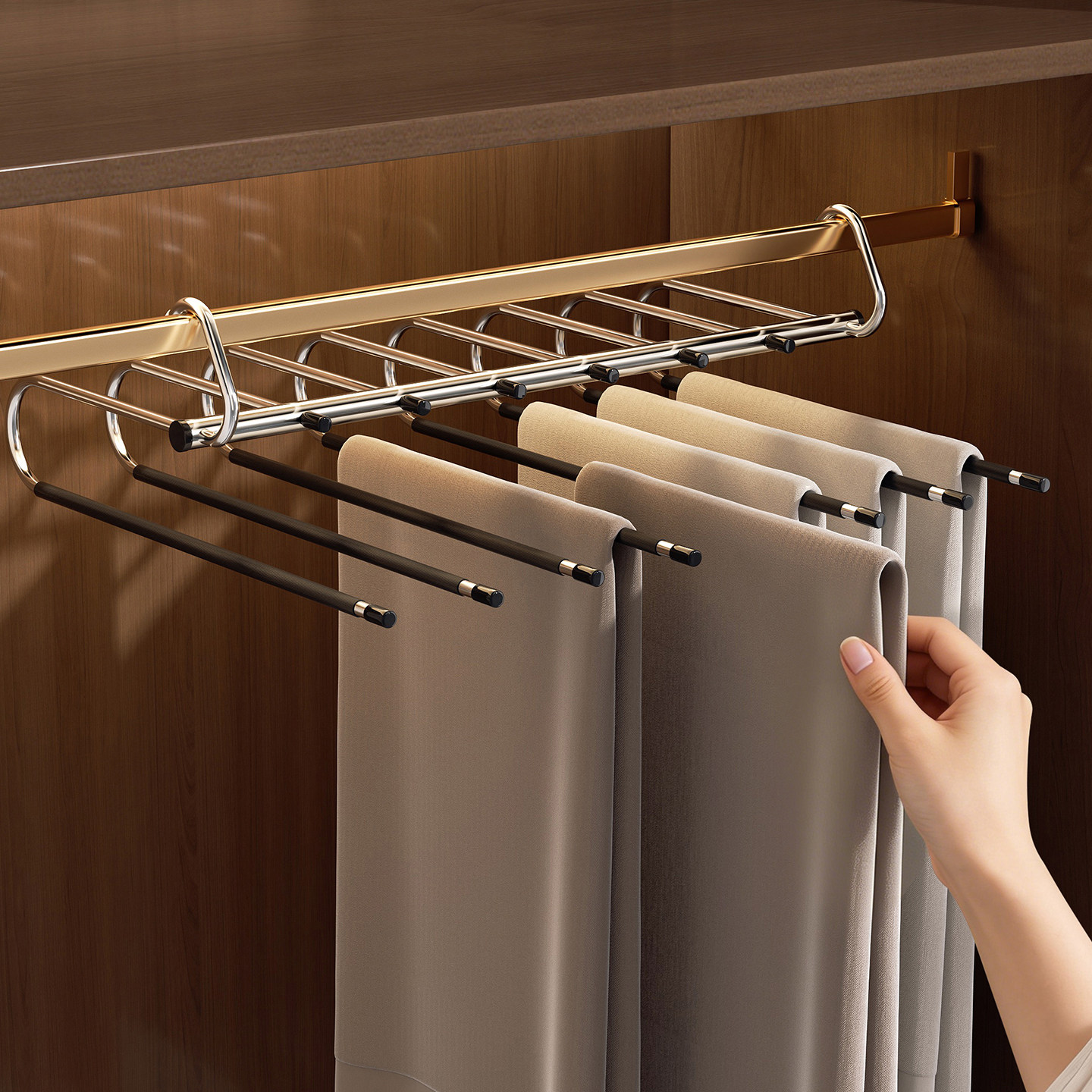 折叠裤架多功能防滑无痕裤子专用衣架衣柜收纳神器多层不锈钢裤挂,收纳整理,裤/裙架,淘宝优惠券,粉丝福利购,淘宝优惠卷