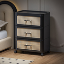 中古风收纳柜抽屉式 零食柜黑色五斗柜卧室多层床头柜 收纳箱免安装