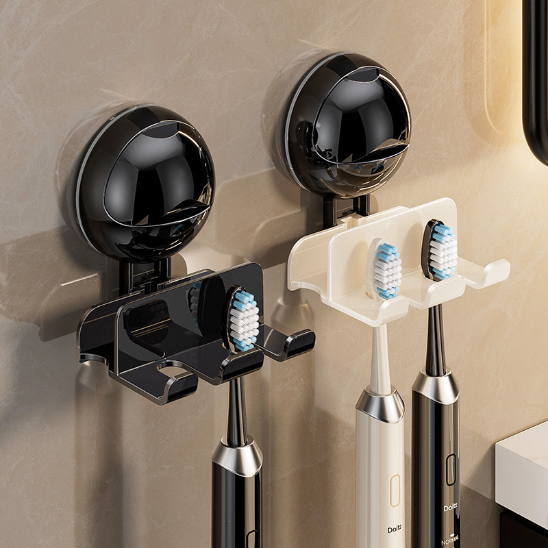 日本吸盘牙刷置物架免打孔壁挂式化妆室电动牙刷挂架漱口杯牙刷收