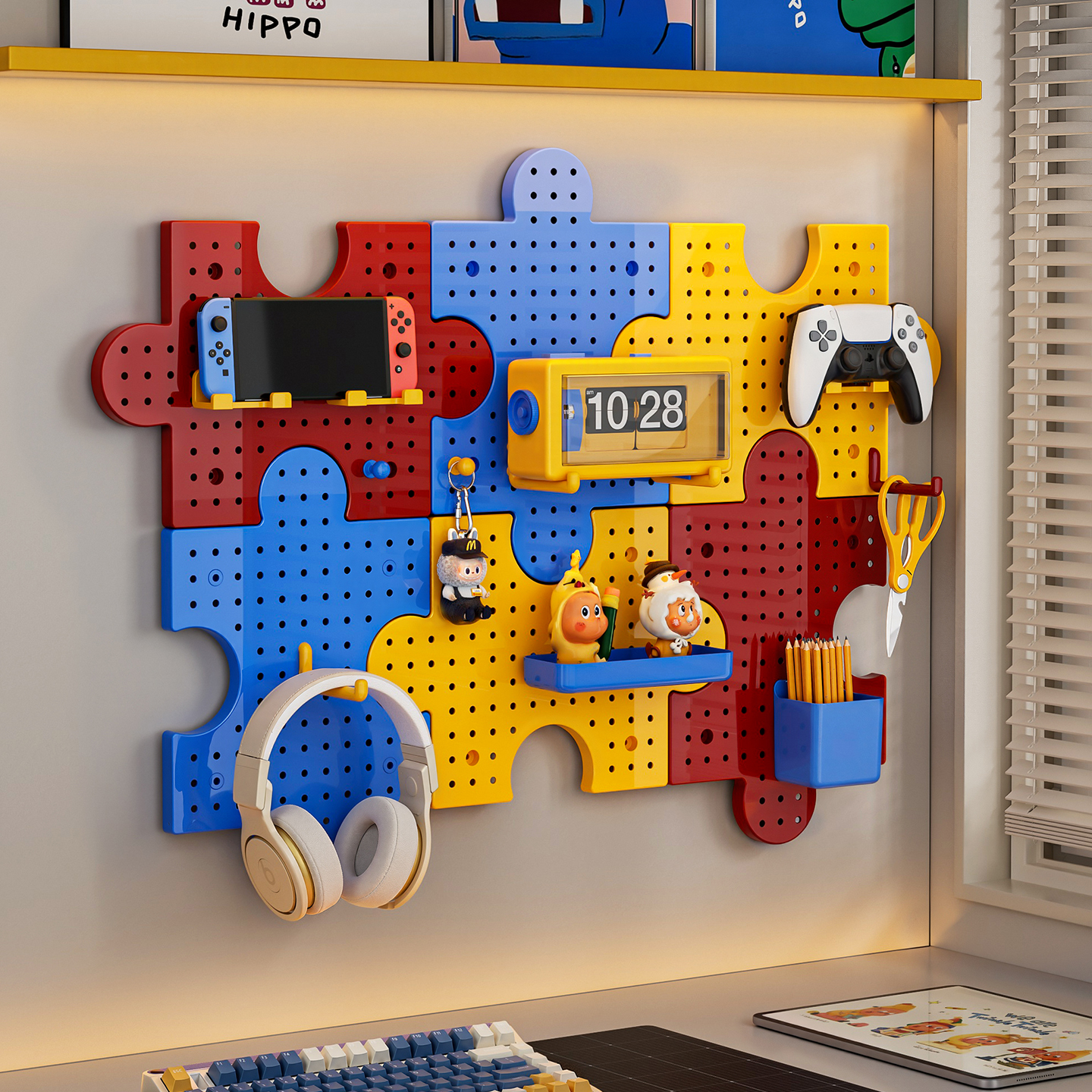 洞洞板墙上置物架桌面免打孔