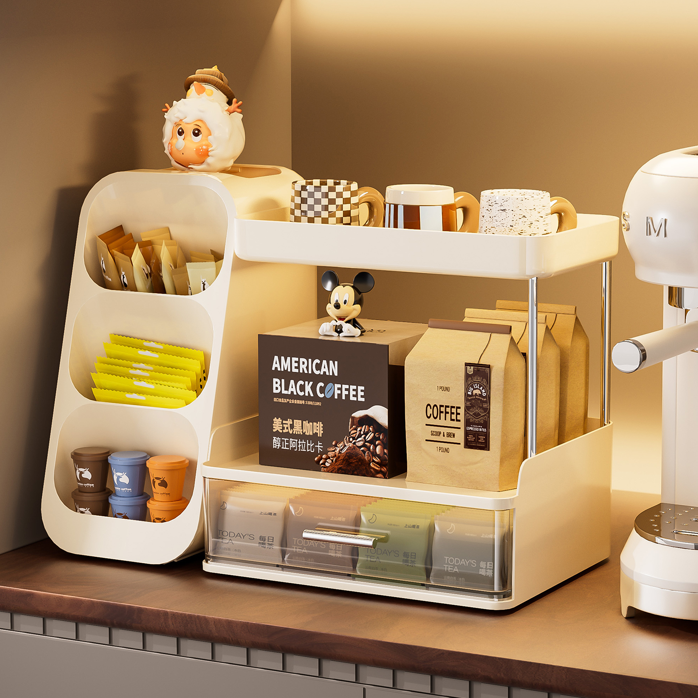 茶包收纳盒茶水间杯子置物架抽屉