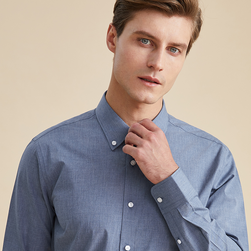 澳嘉纯棉免烫条纹温莎领内搭衬衫