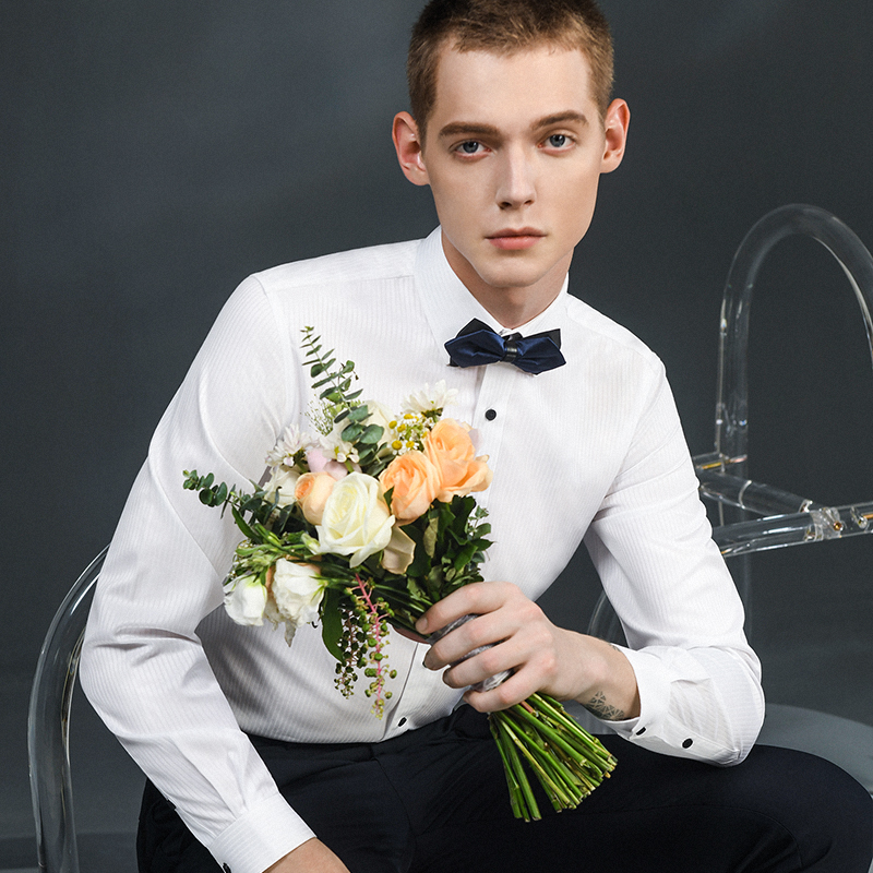 澳嘉DP免烫商务修身方领长袖衬衣