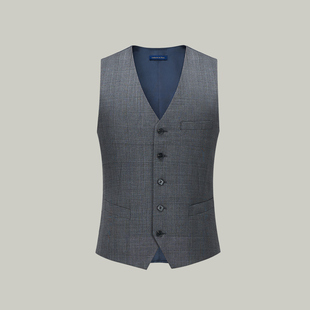 灰色西装 澳嘉马甲男士 夏季 商务正装 格纹马夹 纯羊毛质感2025新款