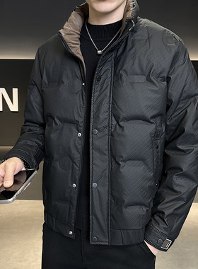 2025新款短款羽绒服黑色加厚保暖