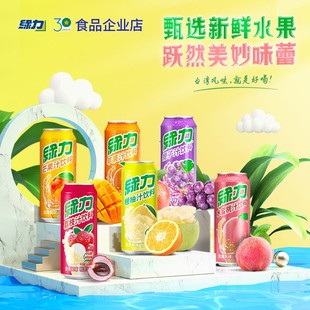 12罐 绿力荔枝汁水蜜桃汁芒果汁苹果汁提子汁橙柚汁6种口味495ml
