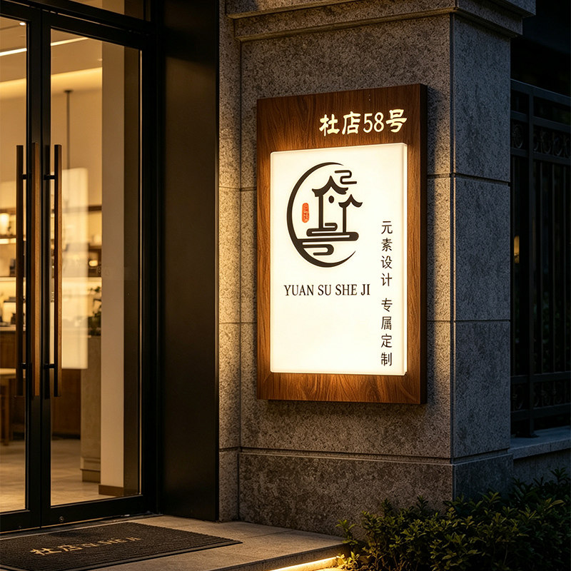 定制灯箱广告牌门牌招牌挂墙式发光镂空网红民宿户外展示牌灯牌匾