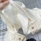 口上衣设计高端衬衫 2026新款 亮片重工袖 新中式 国风轻奢定制时尚