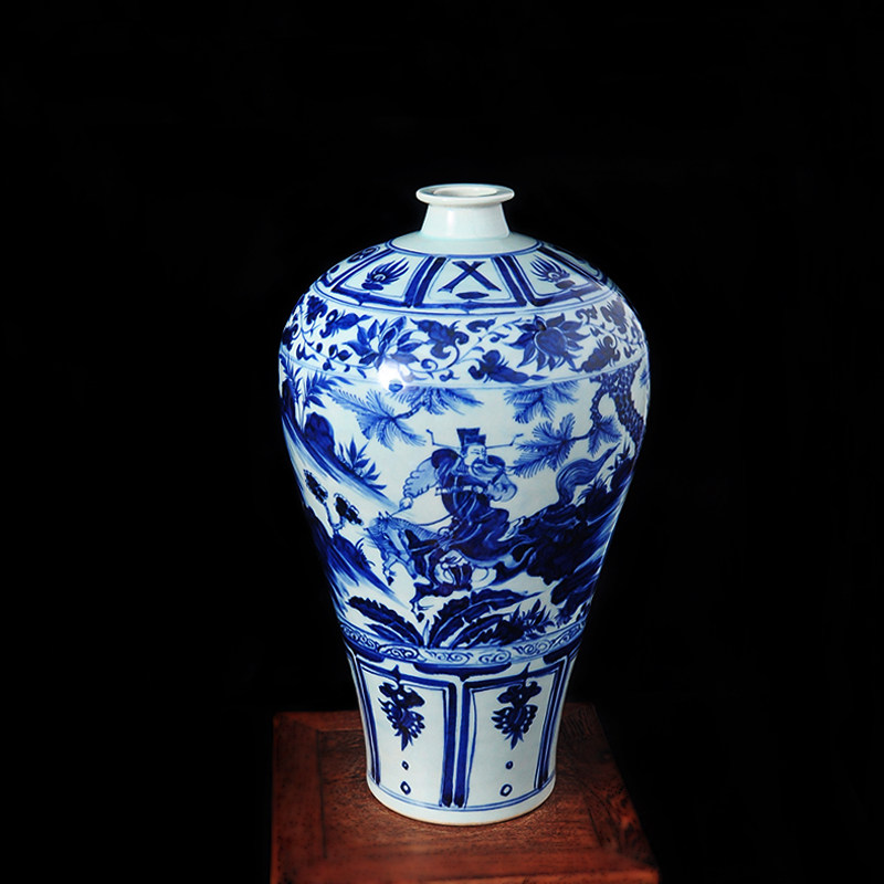 景德镇陶瓷器花瓶 手绘仿元青花瓷瓶摆设博古架花器客厅柜台摆件
