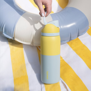 美版 Owala渐变黄FreeSip双饮盖保温杯带吸管防漏便携水瓶大容量杯