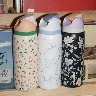 美版 Owala粉色保温杯蓝丝带吸管便携不锈钢杯学生男女户外杯 正版