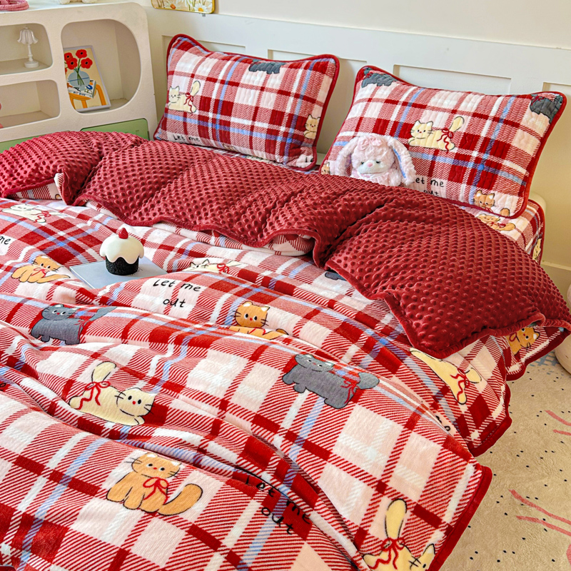 2025新款加厚高克重牛奶绒四件套单床盖