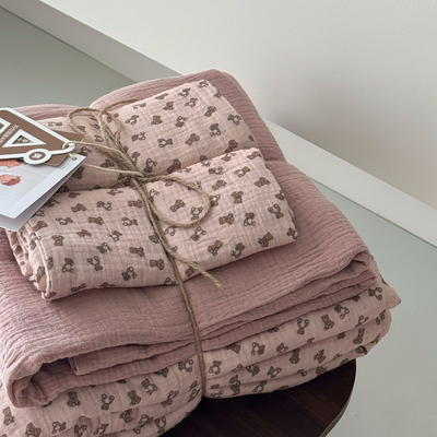 A类母婴级全棉皱皱纱四件套 北欧风ins纯棉被套1.5m1.8米床单款