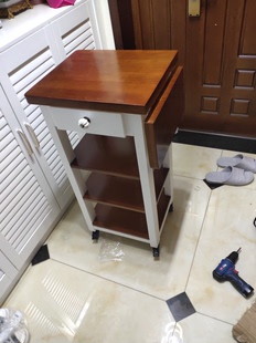 美式多功能厨房小桌子切菜桌长方形切菜台伸缩面板移动料理台定做