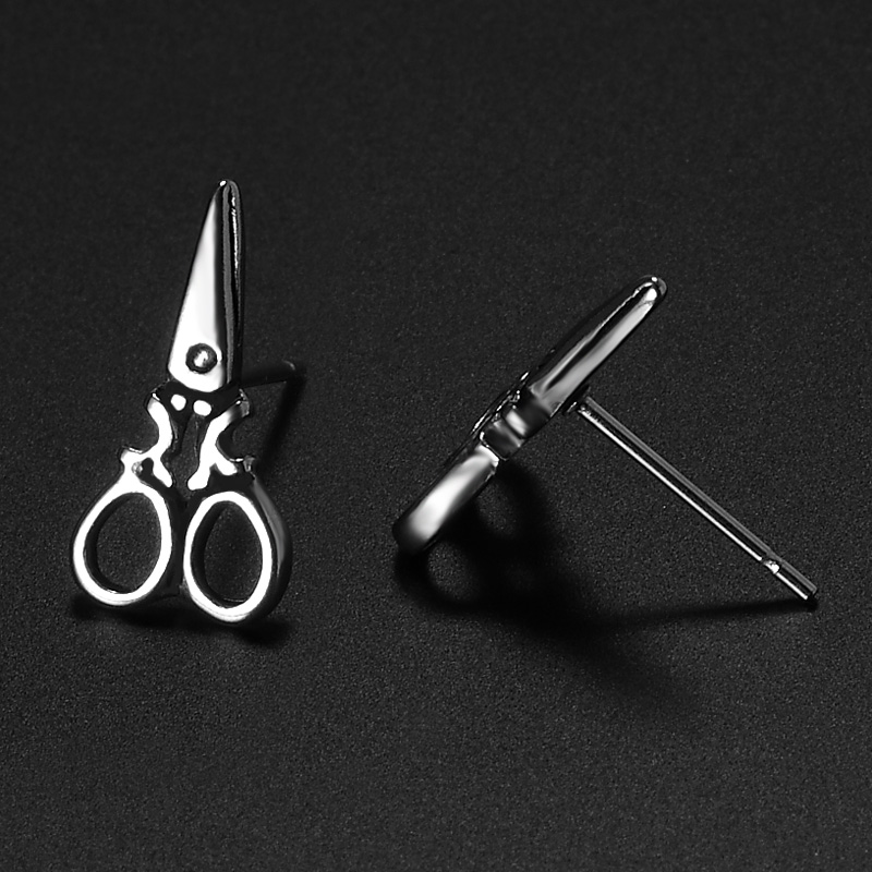 男士剪刀耳钉高级质感ins潮流简约耳环女创意钢单不掉色个性耳饰