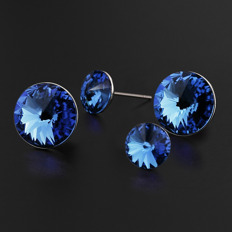 大水晶宝蓝高级感钻石耳钉