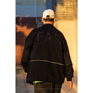 绣花双拉链黑色立领卫衣外套 FAM LIFT OFF