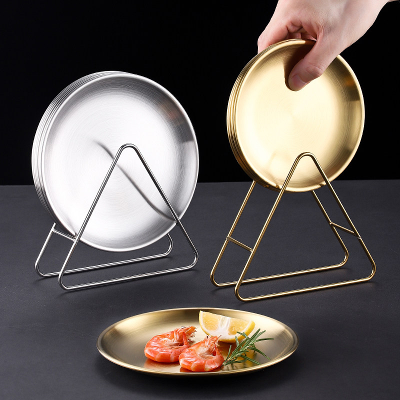 高颜值吐骨碟收纳架家用餐桌垃圾渣盘不锈钢圆盘金色小吃蛋糕餐盘,餐饮具,碟,淘宝优惠券,粉丝福利购,淘宝优惠卷