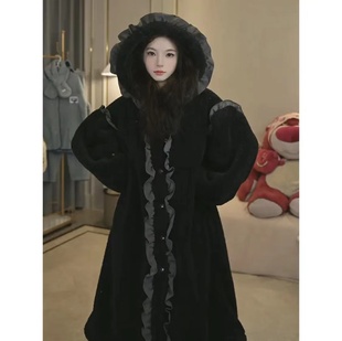 睡袍女冬季加绒加厚长款连帽珊瑚绒大衣2022新款小个子家居服睡衣