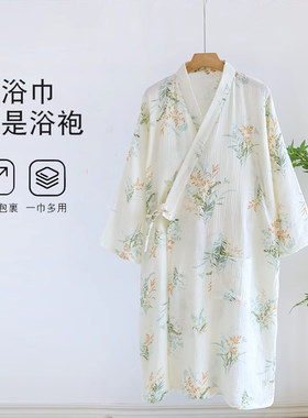 纯棉女睡袍家居袍春秋夏季薄款