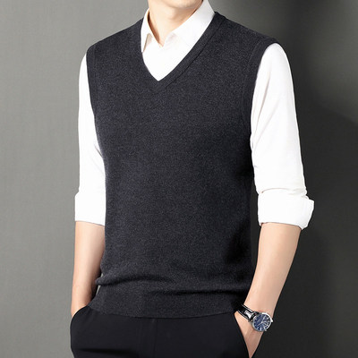 恒源祥新款羊绒衫男士红