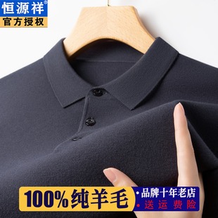 恒源祥羊毛衫男款纯羊毛100%2025款商务翻领毛衣男加厚冬季爸爸装