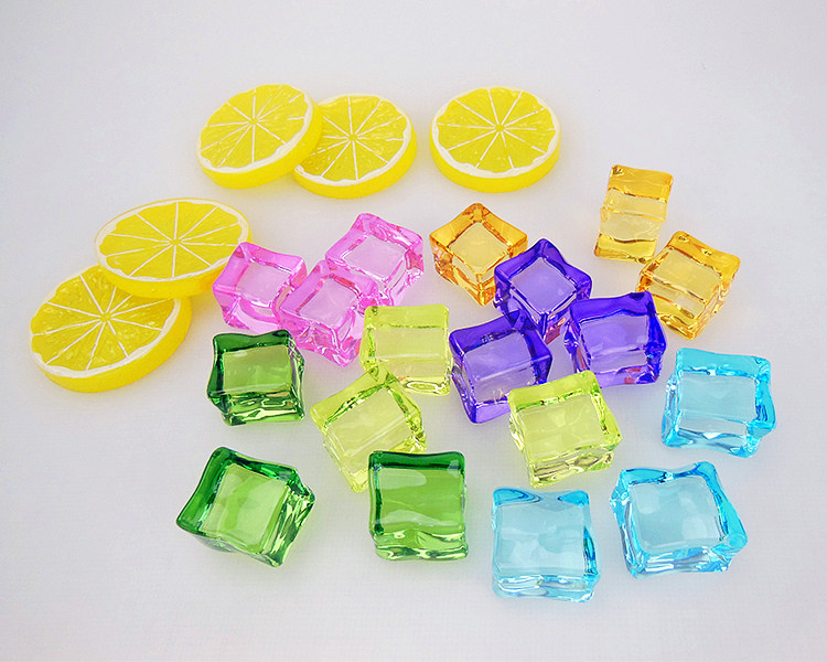 彩色仿真冰块假冰块摆件装饰冰块彩色透明亚克力冰块道具假冰包邮