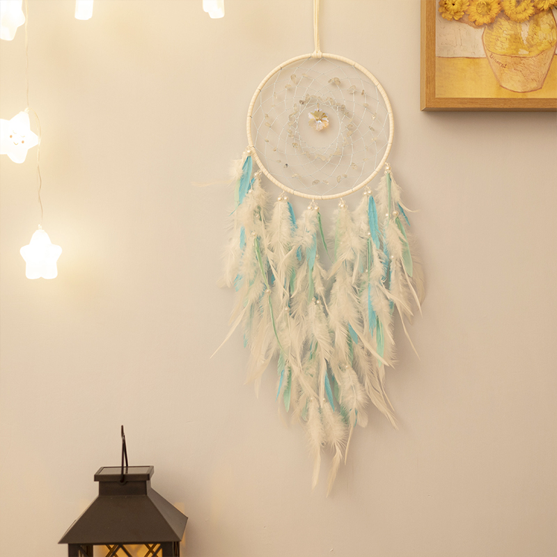 ins北歐風水晶碎石石捕夢網掛件