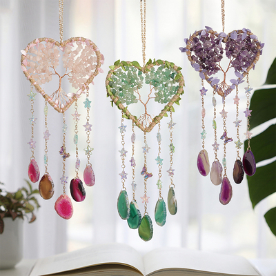 少女心形太阳捕手水晶碎石挂件