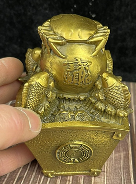 纯铜招财进宝斗摆件 金鱼螃蟹 风水家居工艺礼品收藏礼品摆件