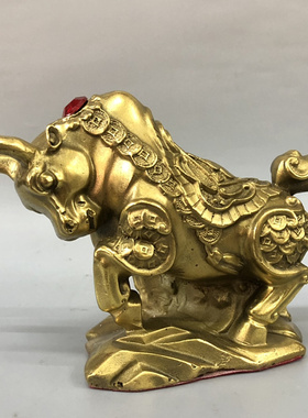 纯铜金牛摆件 财运如虹牛 元宝孺子牛青牛居家装饰牛年有鱼抵头牛