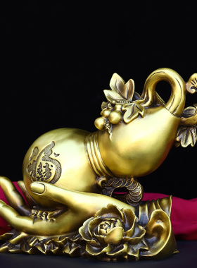纯铜佛手葫芦摆件福禄在手家居玄关酒柜装饰手中有福黄铜吉祥葫芦