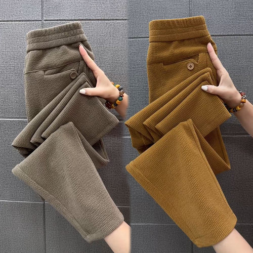 雪尼尔加厚休闲裤女春秋季直筒裤