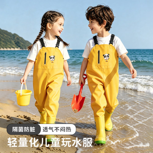 儿童连体下水裤全身防水赶海玩水男款女款玩沙服涉水裤幼儿园装备