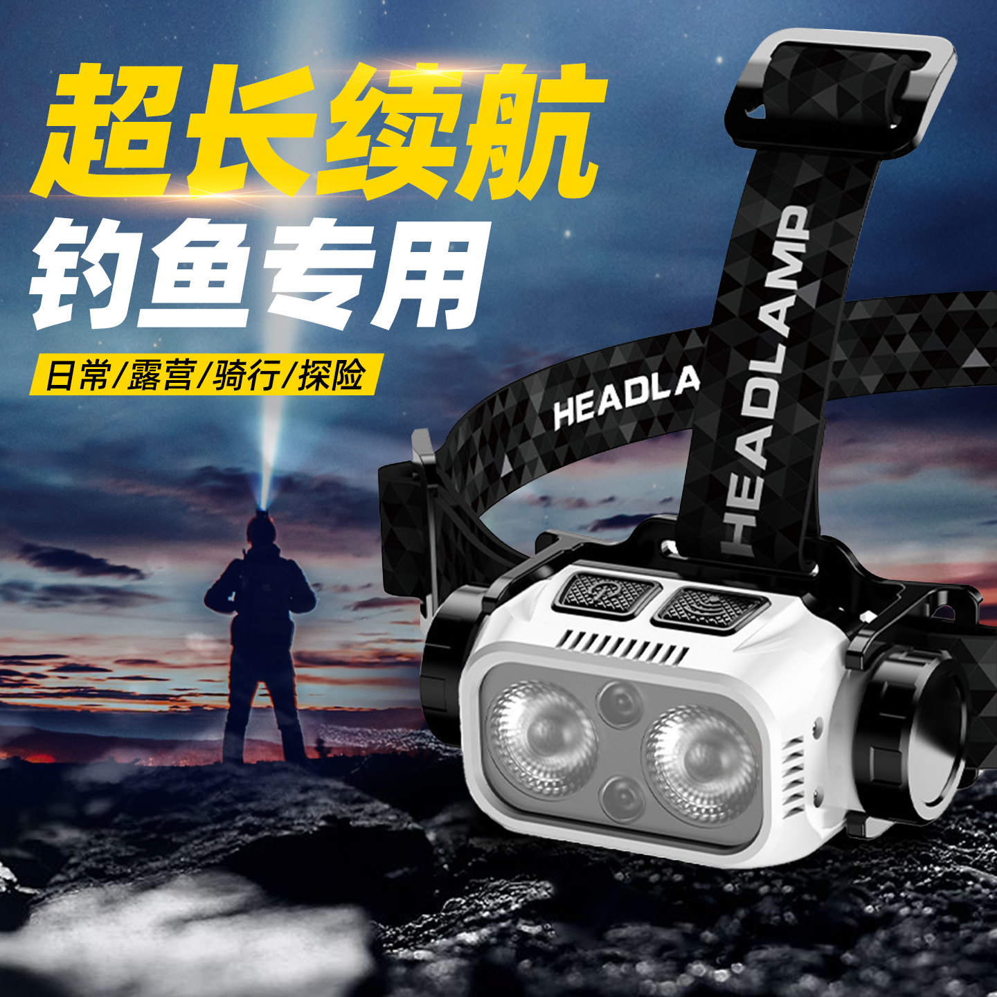 头灯强光充电式超亮小型头戴式