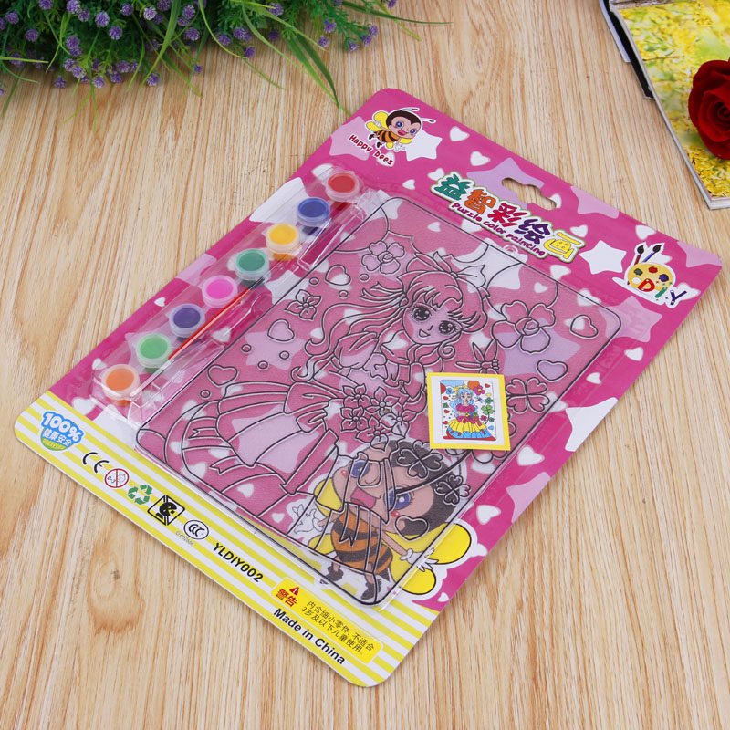 胶画专卖儿童益智亲子创意diy手工填色彩绘冰晶透光画a4大小20图