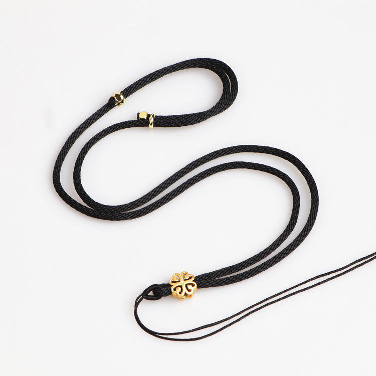 3mm手编绳四叶草挂脖项链绳成品DIY黄金玉佩翡翠饰品配件吊坠挂绳